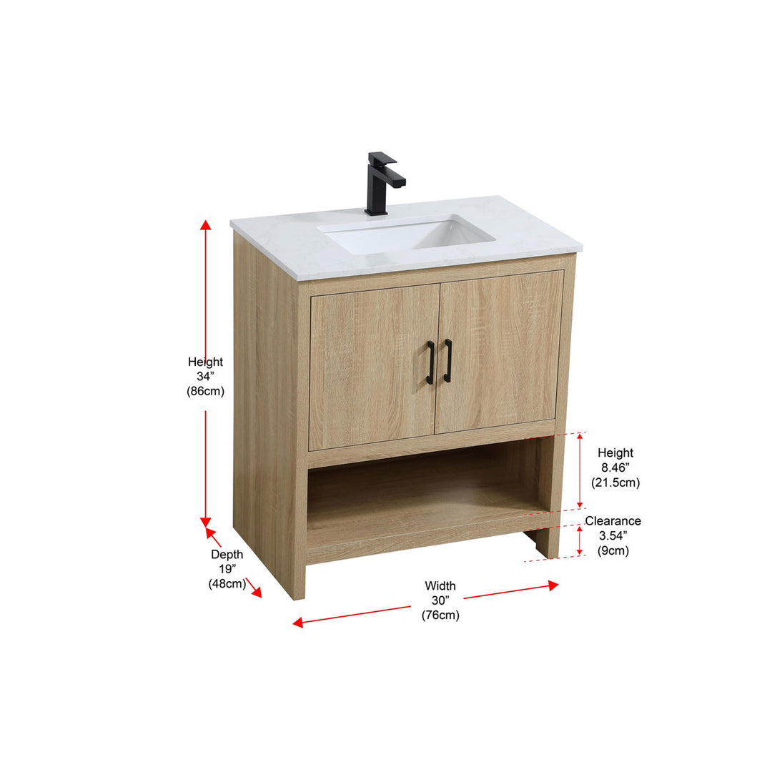 30 Inch Single Bathroom Vanity In Mango Wood - View 4 - Joshua Marshal