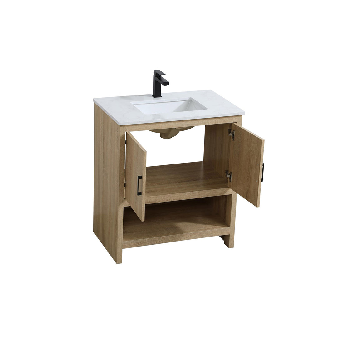 30 Inch Single Bathroom Vanity In Mango Wood - View 5 - Joshua Marshal