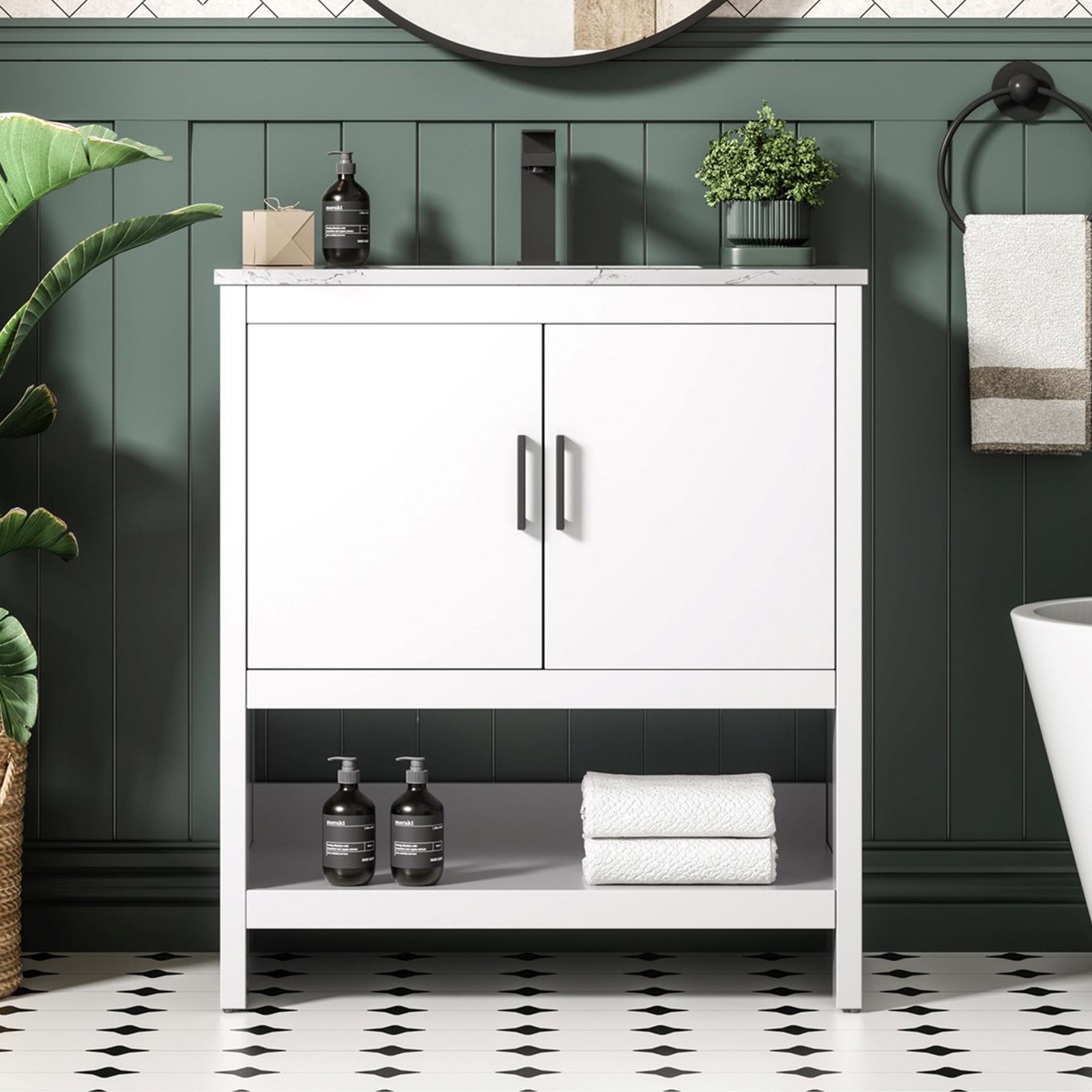 30 Inch Single Bathroom Vanity In White White Finish - KITCHEN & BATH by Joshua Marshal