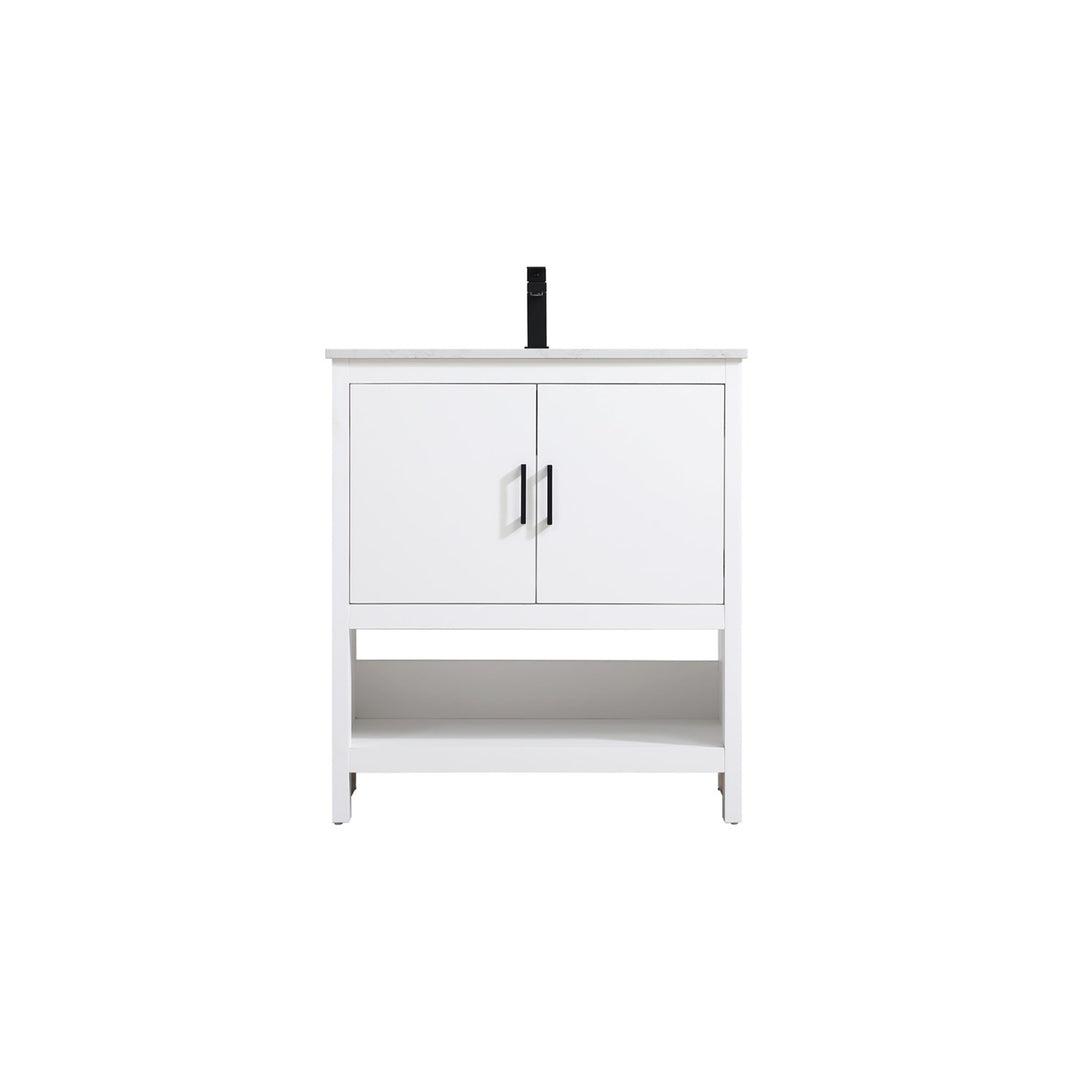 30 Inch Single Bathroom Vanity In White - View 3 - Joshua Marshal