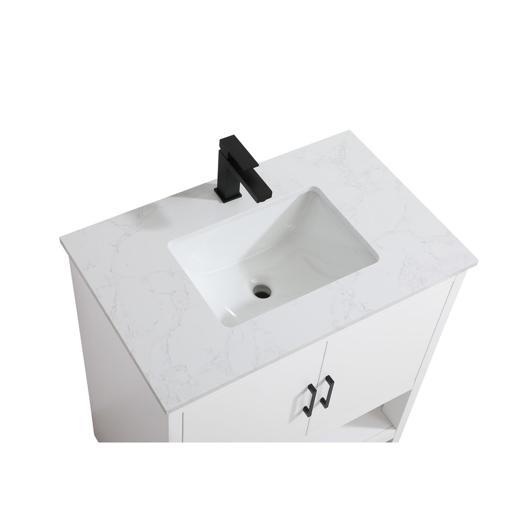 30 Inch Single Bathroom Vanity In White - View 4 - Joshua Marshal