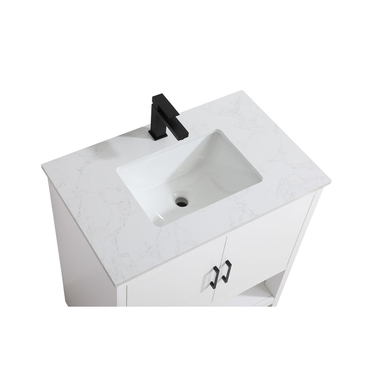 30 Inch Single Bathroom Vanity In White - View 4 - Joshua Marshal