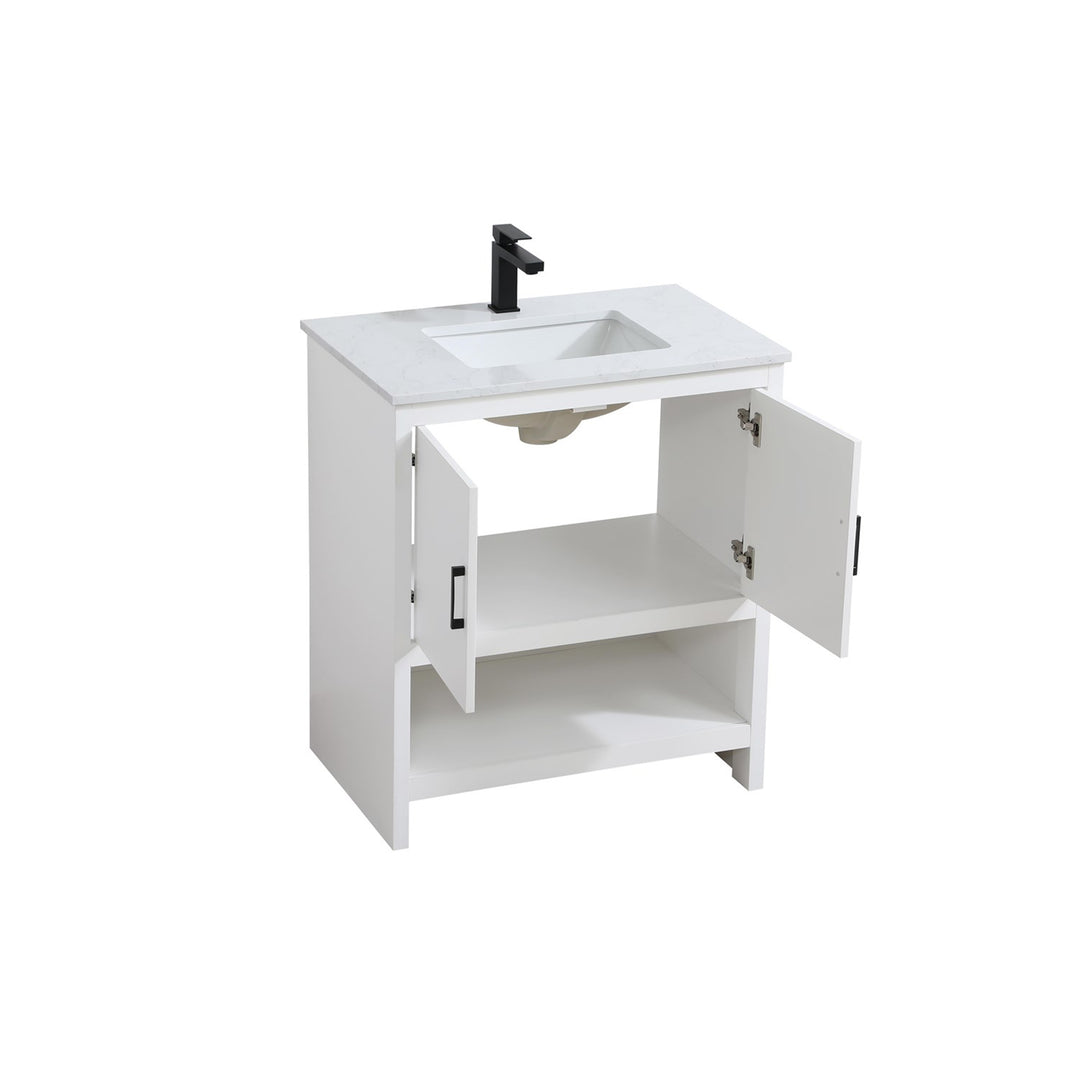 30 Inch Single Bathroom Vanity In White - View 5 - Joshua Marshal