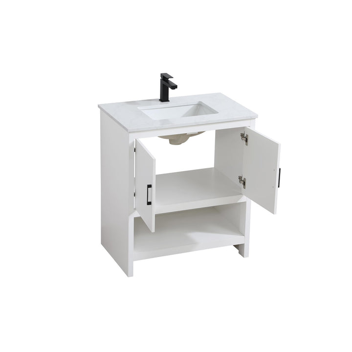 30 Inch Single Bathroom Vanity In White - View 5 - Joshua Marshal