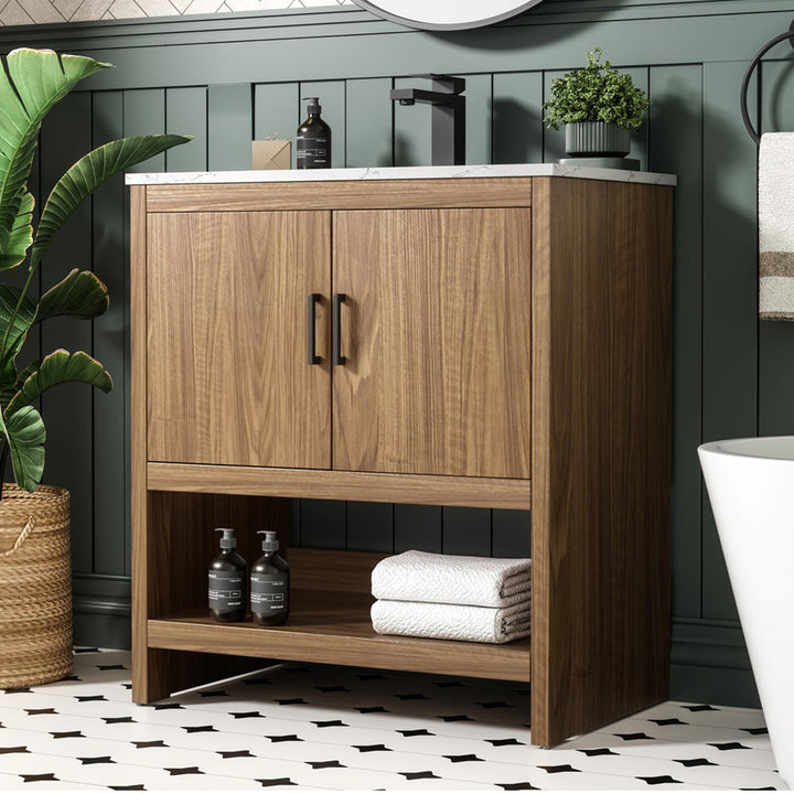 30 Inch Single Bathroom Vanity In Walnut Brown Walnut Brown Finish - KITCHEN & BATH by Joshua Marshal