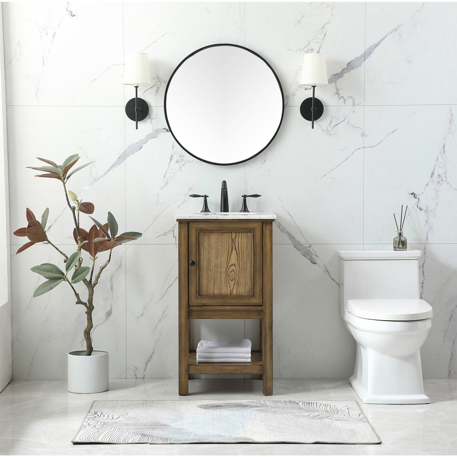 19 Inch Single Bathroom Vanity In Driftwood - View 2 - Joshua Marshal