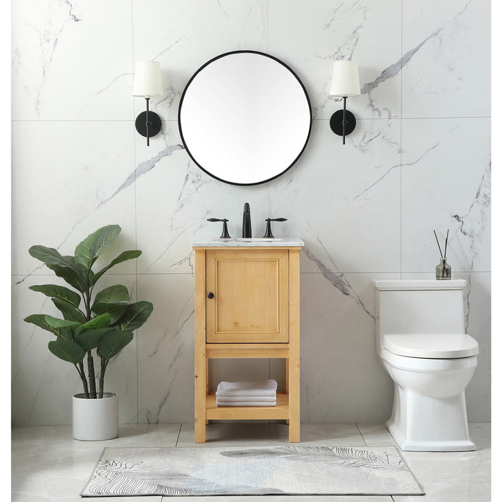 19 Inch Single Bathroom Vanity In Natural Wood - View 2 - Joshua Marshal