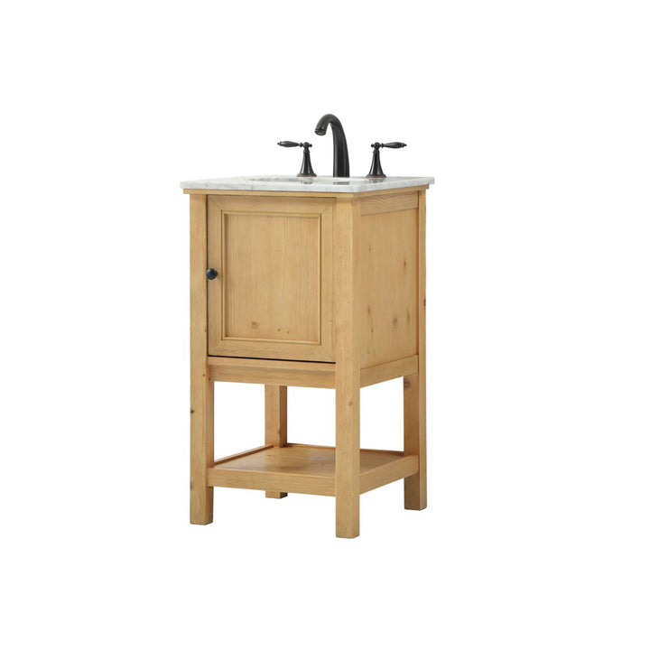 19 Inch Single Bathroom Vanity In Natural Wood - View 3 - Joshua Marshal