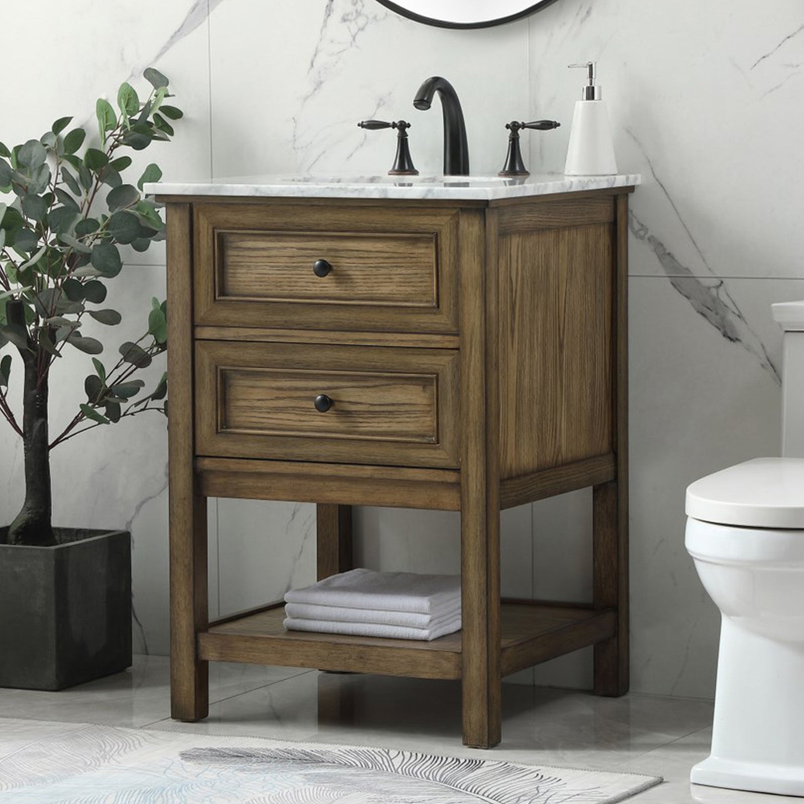 24 Inch Single Bathroom Vanity In Driftwood Driftwood Finish - KITCHEN & BATH by Joshua Marshal