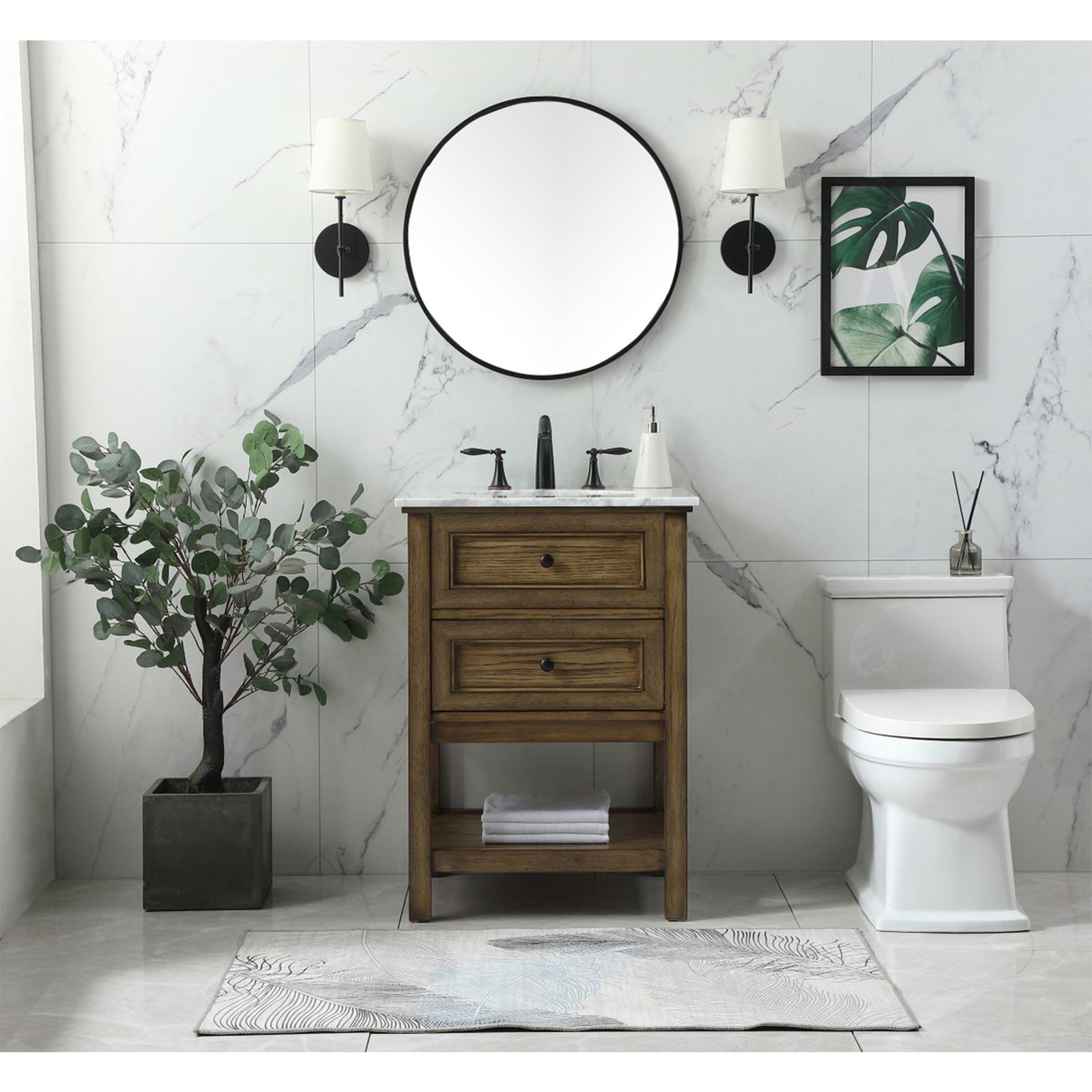 24 Inch Single Bathroom Vanity In Driftwood - View 2 - Joshua Marshal