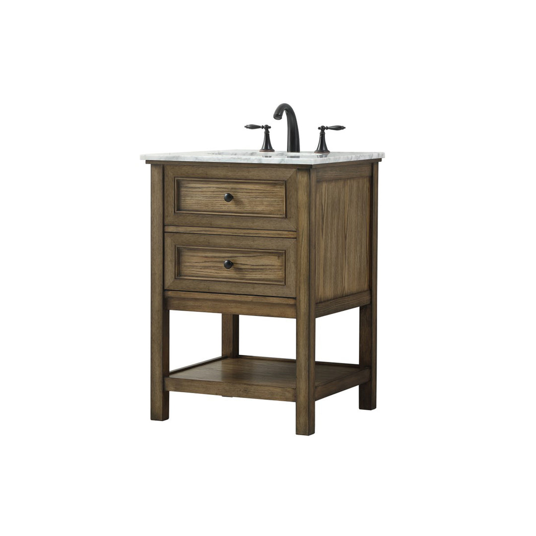 24 Inch Single Bathroom Vanity In Driftwood - View 3 - Joshua Marshal