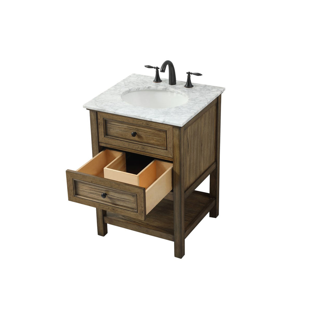 24 Inch Single Bathroom Vanity In Driftwood - View 5 - Joshua Marshal