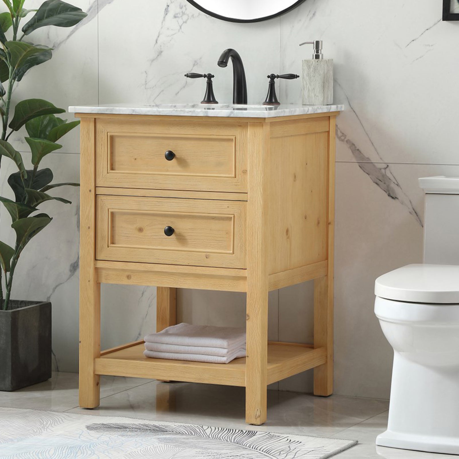 24 Inch Single Bathroom Vanity In Natural Wood Natural Wood Finish - KITCHEN & BATH by Joshua Marshal