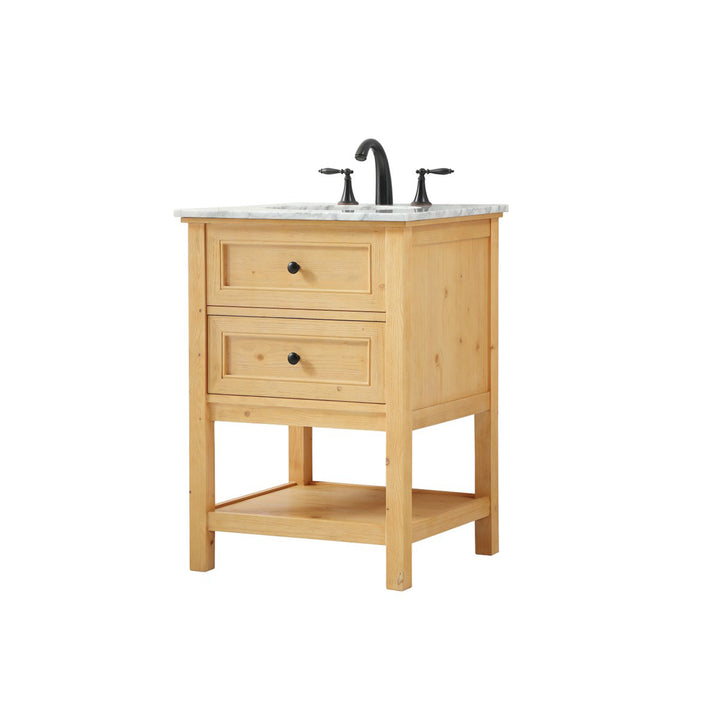 24 Inch Single Bathroom Vanity In Natural Wood - View 3 - Joshua Marshal