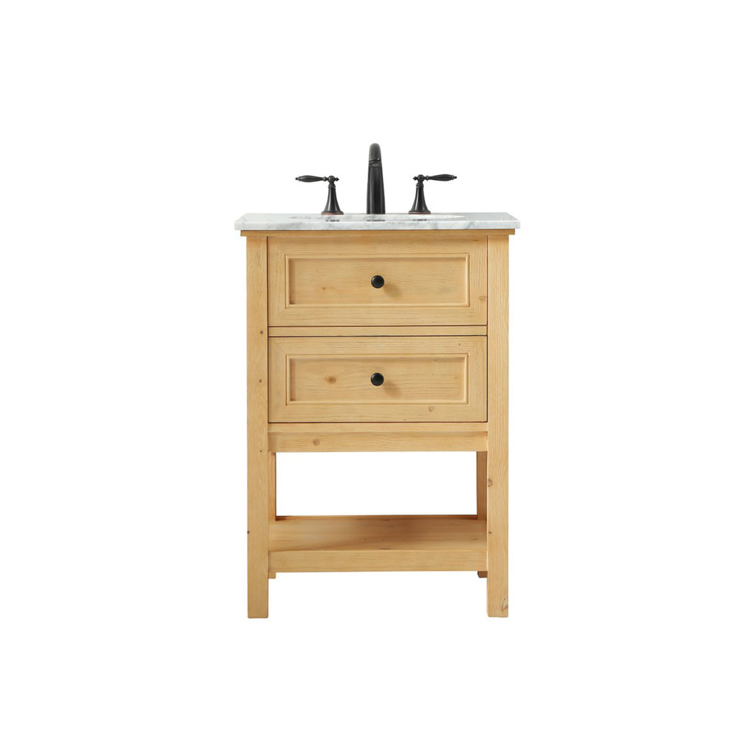 24 Inch Single Bathroom Vanity In Natural Wood - View 4 - Joshua Marshal