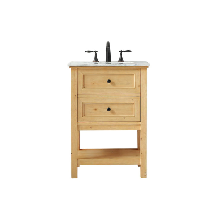 24 Inch Single Bathroom Vanity In Natural Wood - View 4 - Joshua Marshal