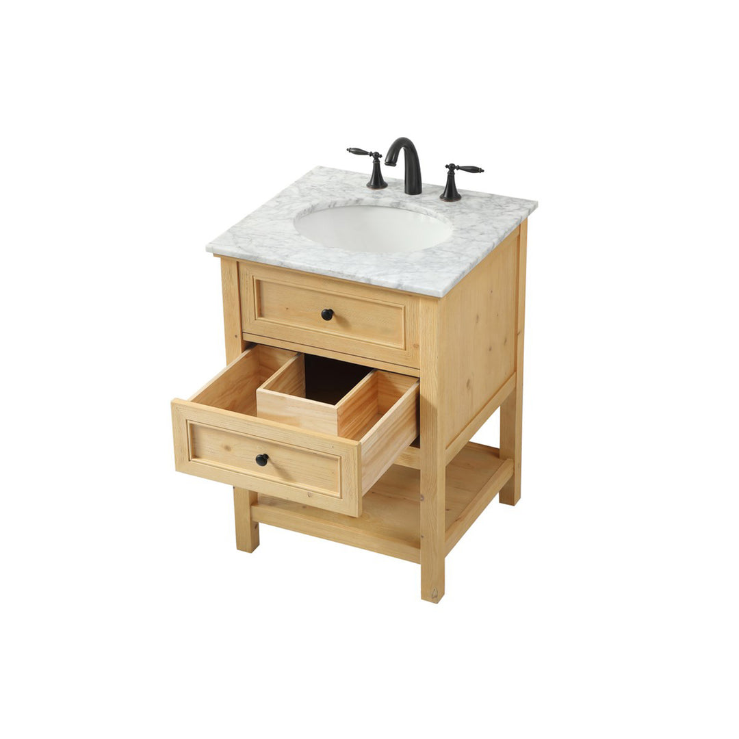 24 Inch Single Bathroom Vanity In Natural Wood - View 5 - Joshua Marshal