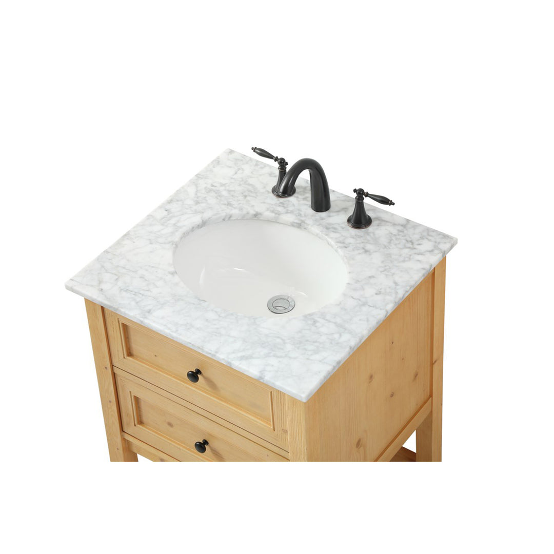 24 Inch Single Bathroom Vanity In Natural Wood - View 6 - Joshua Marshal