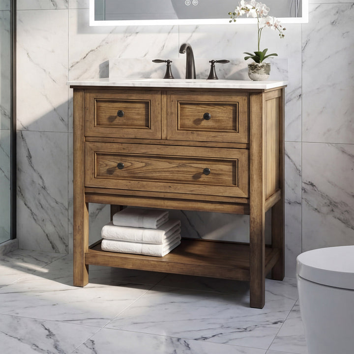 30 Inch Single Bathroom Vanity In Driftwood Driftwood Finish - KITCHEN & BATH by Joshua Marshal