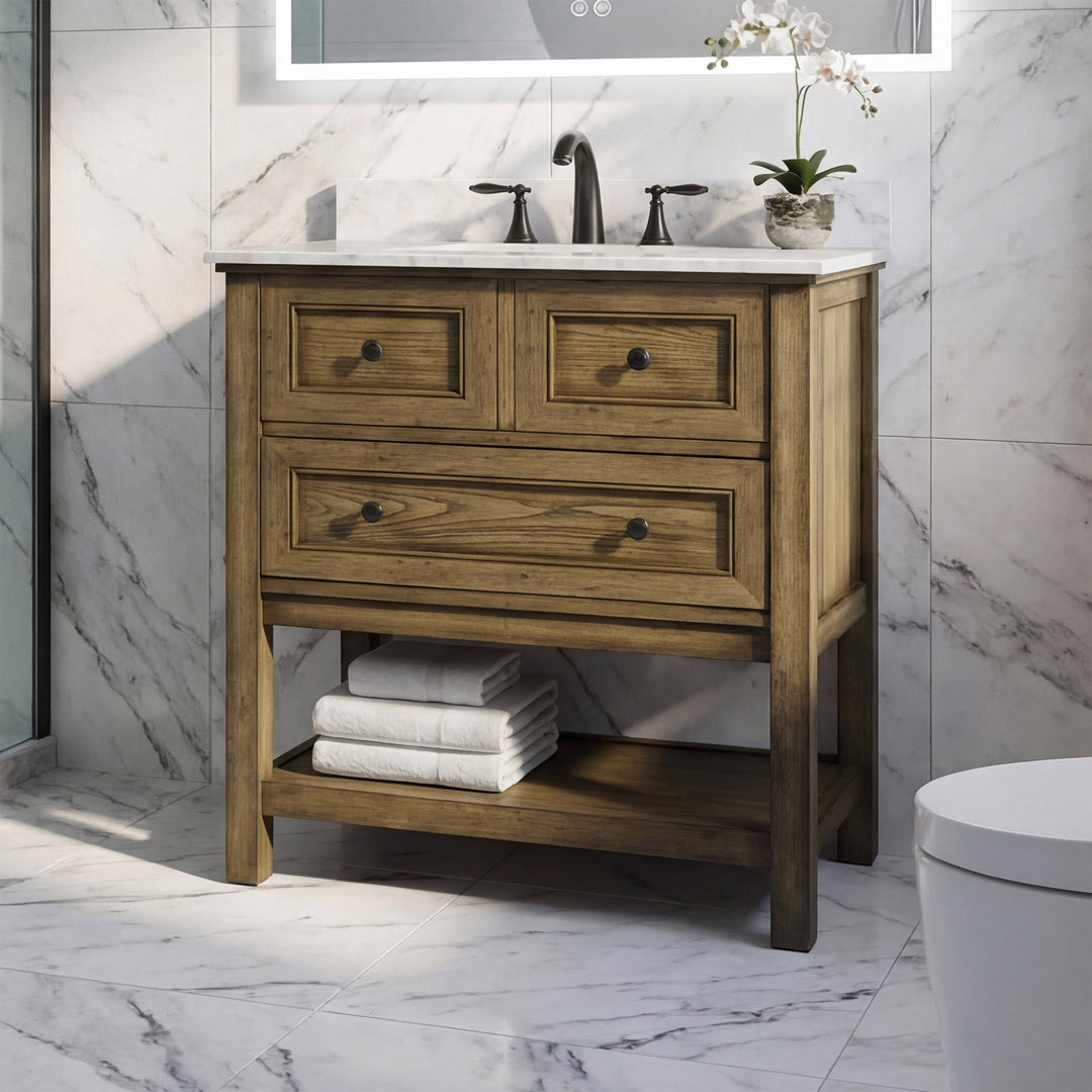 30 Inch Single Bathroom Vanity In Driftwood