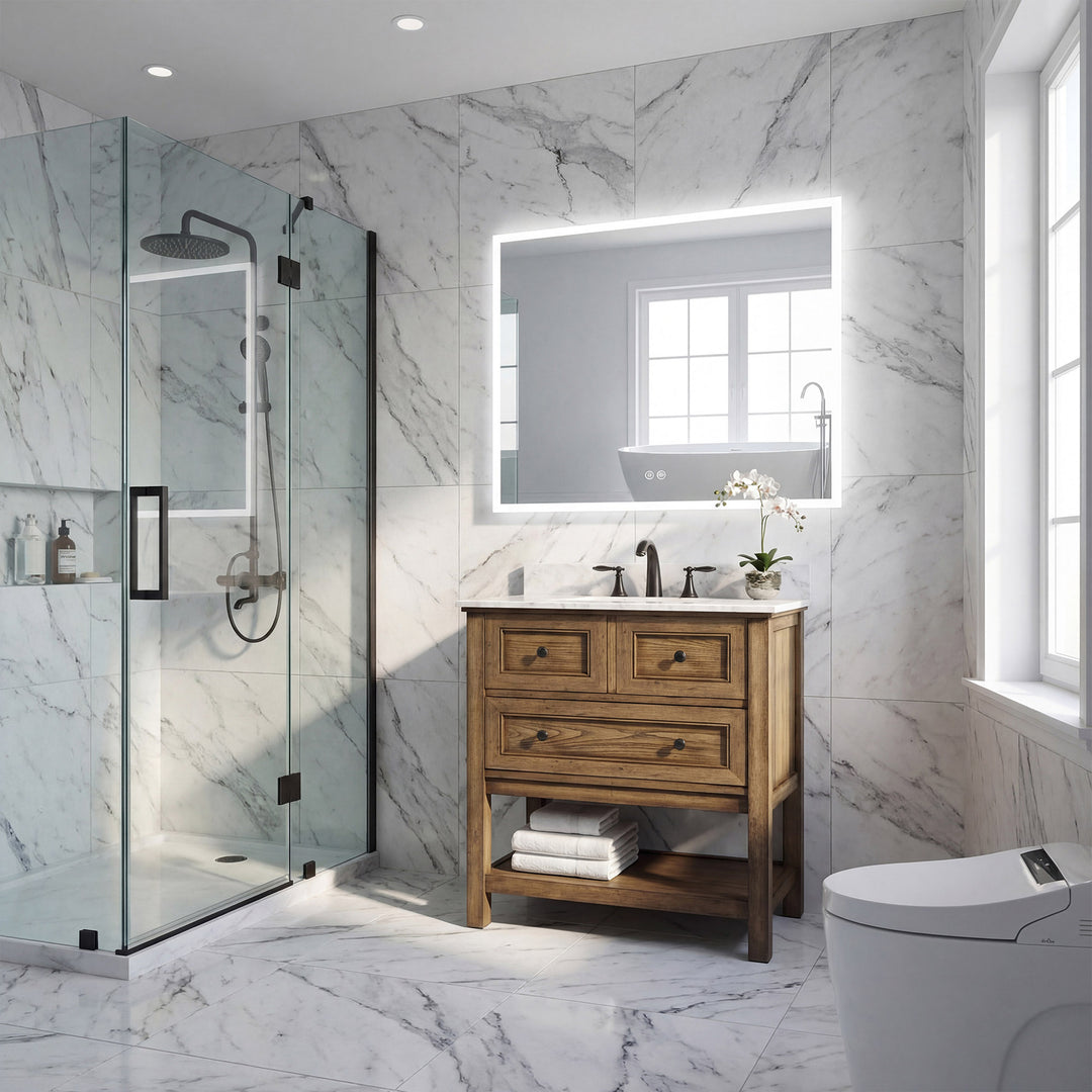 30 Inch Single Bathroom Vanity In Driftwood - View 2 - Joshua Marshal