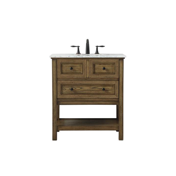 30 Inch Single Bathroom Vanity In Driftwood - View 3 - Joshua Marshal