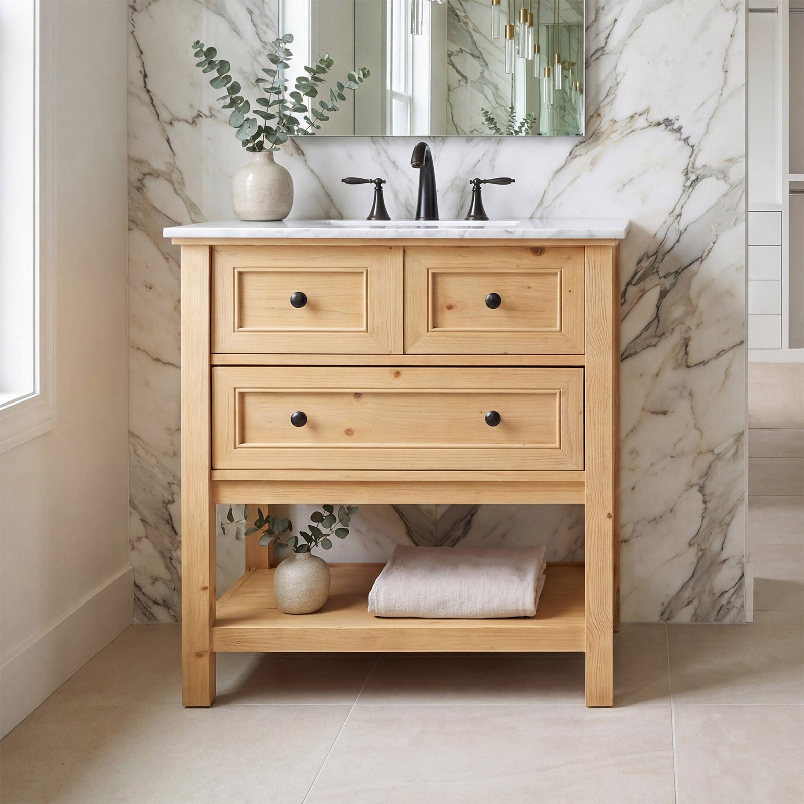 30 Inch Single Bathroom Vanity In Natural Wood Natural Wood Finish - KITCHEN & BATH by Joshua Marshal