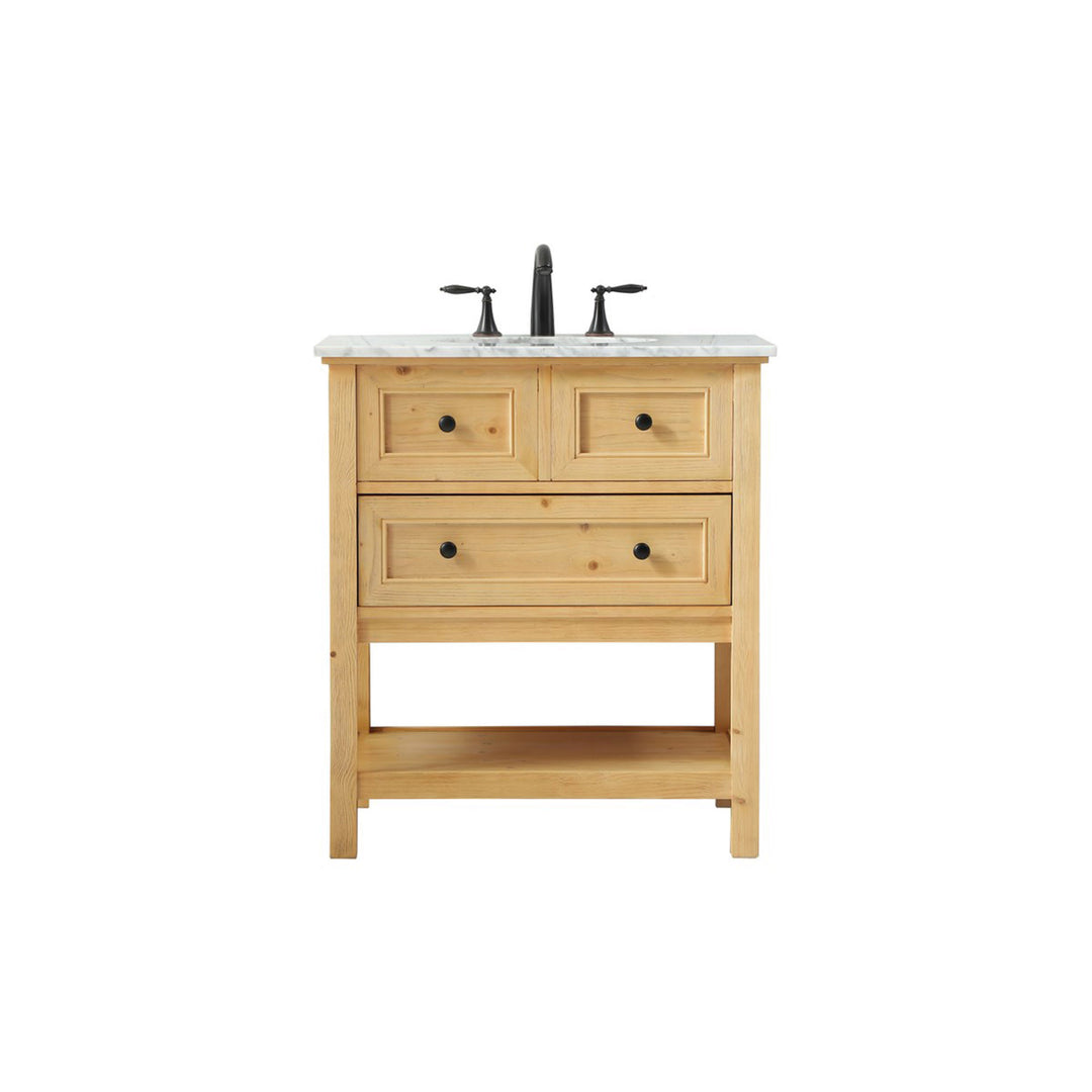 30 Inch Single Bathroom Vanity In Natural Wood - View 3 - Joshua Marshal