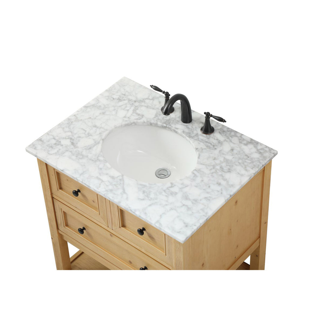 30 Inch Single Bathroom Vanity In Natural Wood - View 6 - Joshua Marshal