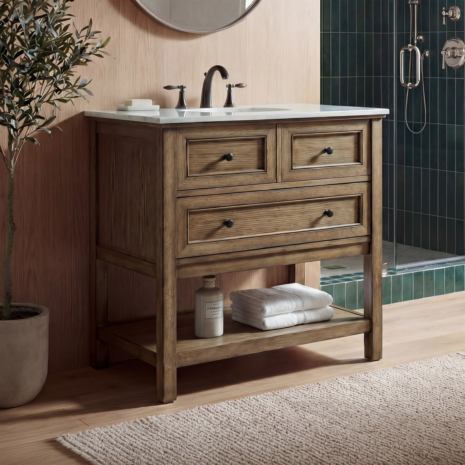 36 Inch Single Bathroom Vanity In Driftwood Driftwood Finish - KITCHEN & BATH by Joshua Marshal