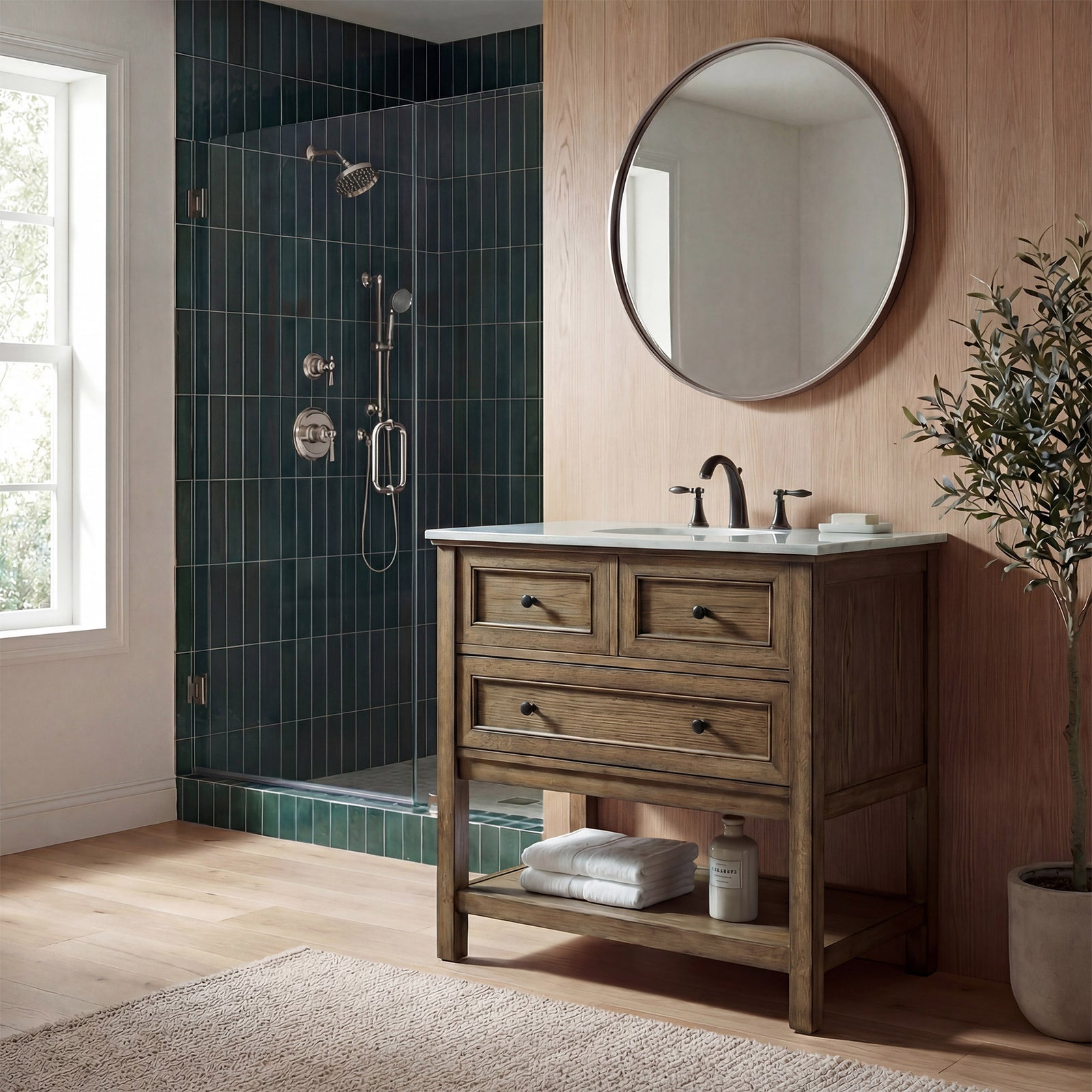 36 Inch Single Bathroom Vanity In Driftwood - View 2 - Joshua Marshal