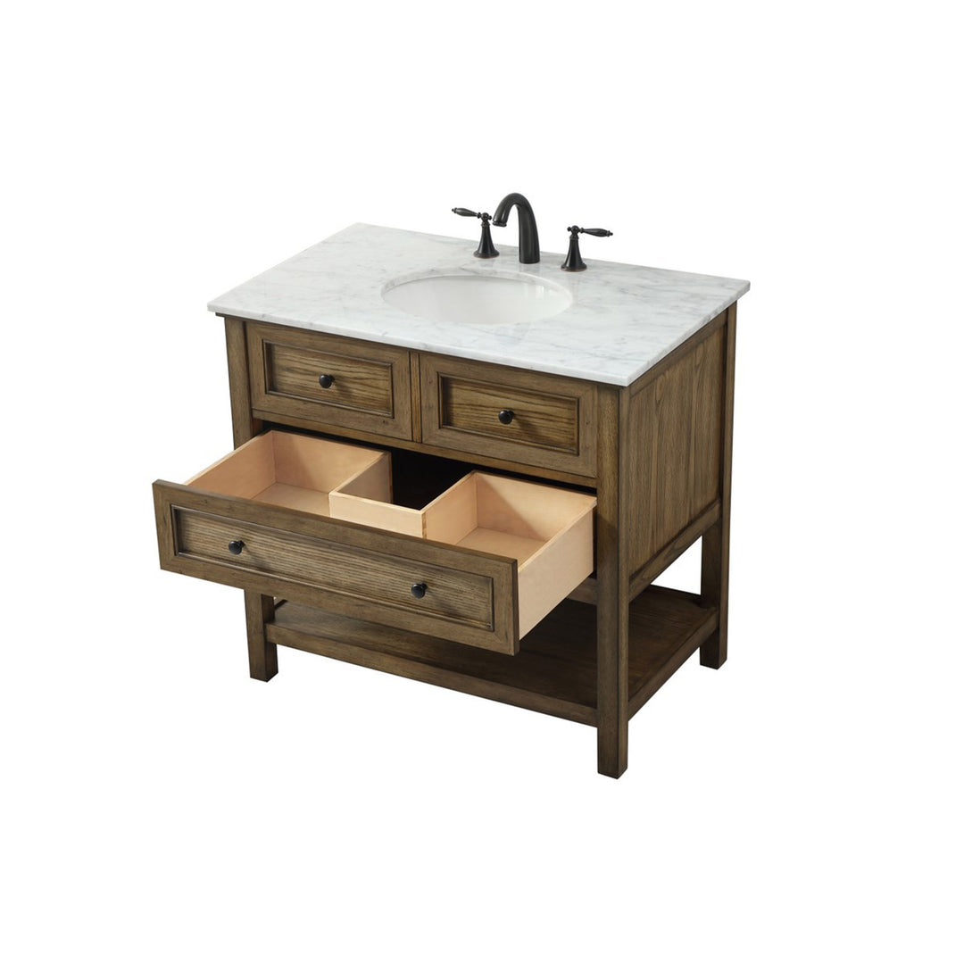 36 Inch Single Bathroom Vanity In Driftwood - View 5 - Joshua Marshal