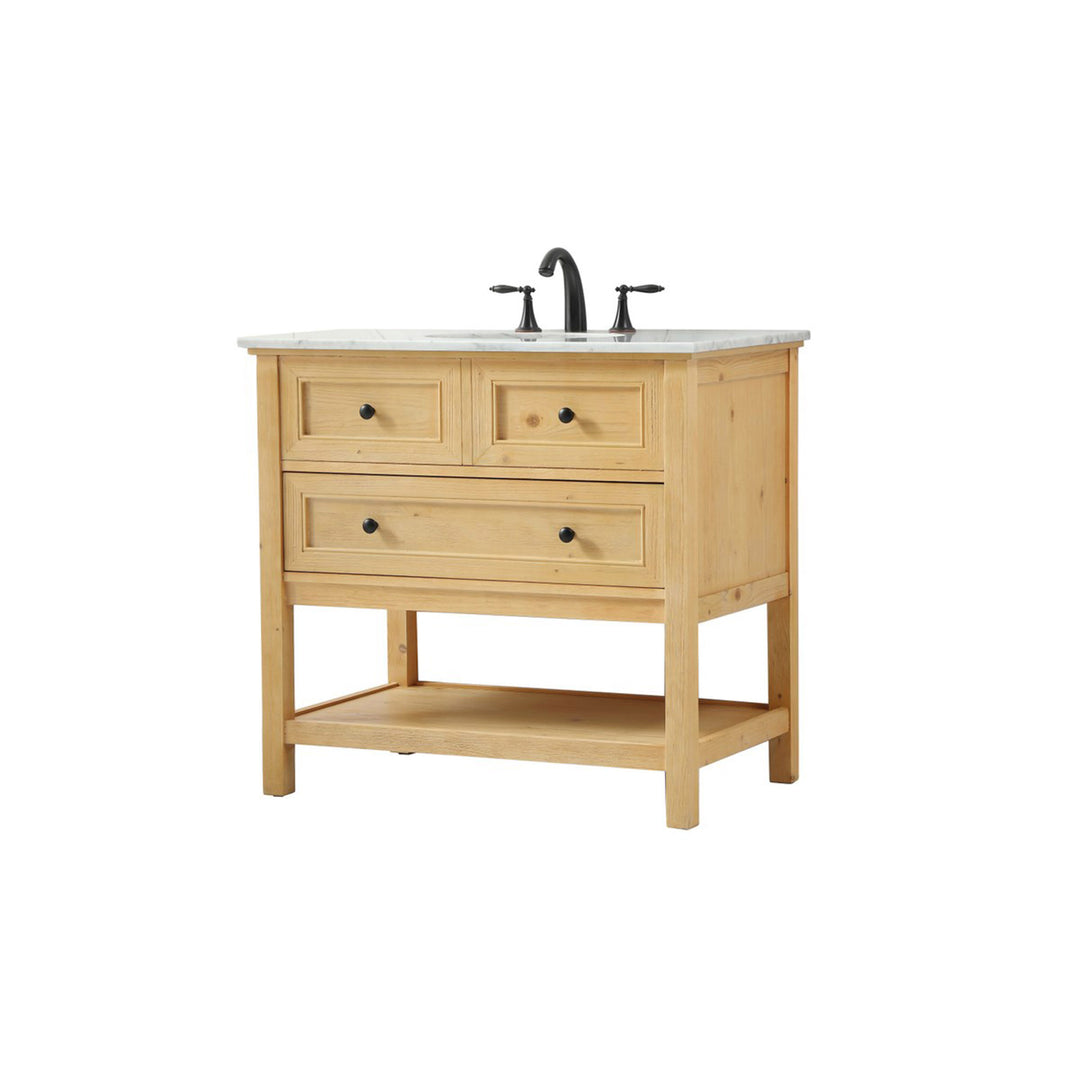 36 Inch Single Bathroom Vanity In Natural Wood - View 4 - Joshua Marshal