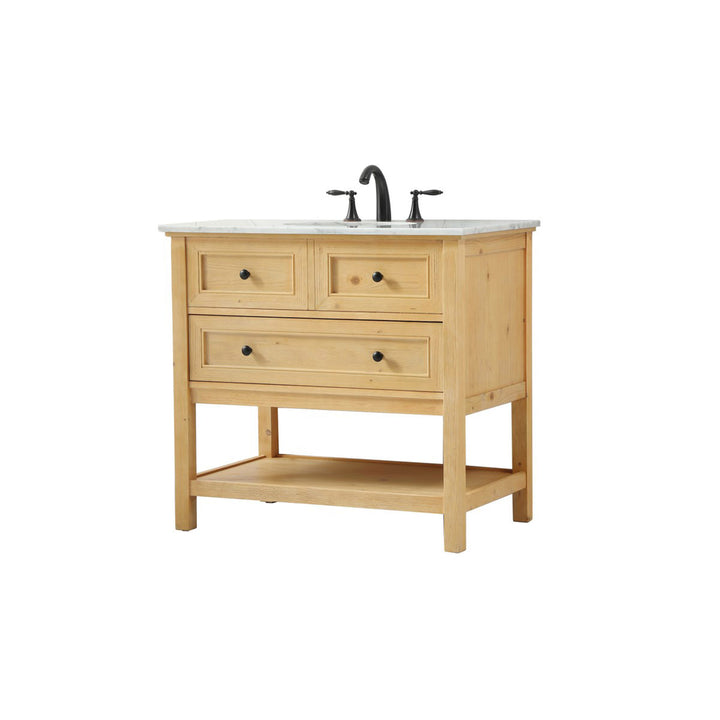 36 Inch Single Bathroom Vanity In Natural Wood - View 4 - Joshua Marshal