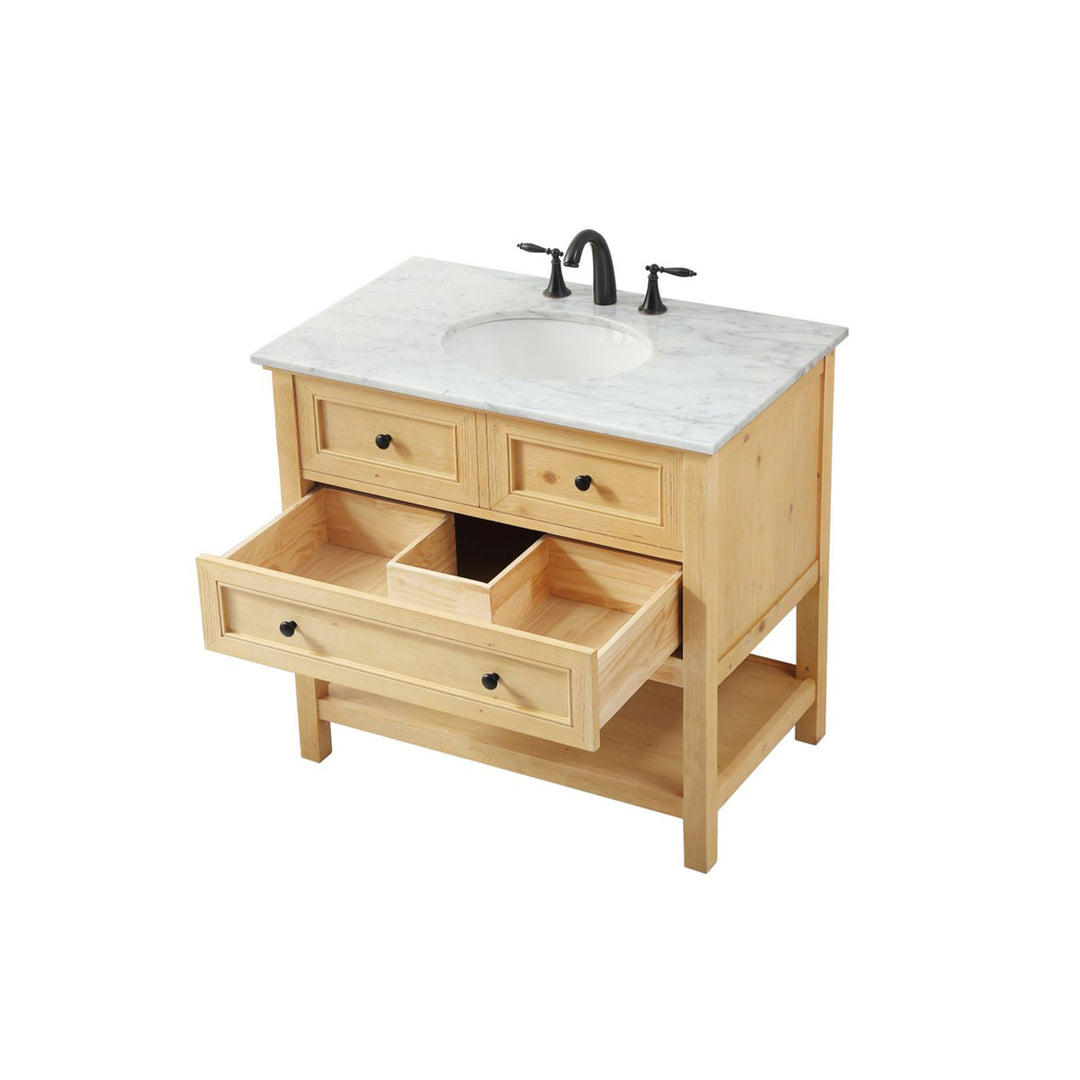 36 Inch Single Bathroom Vanity In Natural Wood - View 5 - Joshua Marshal