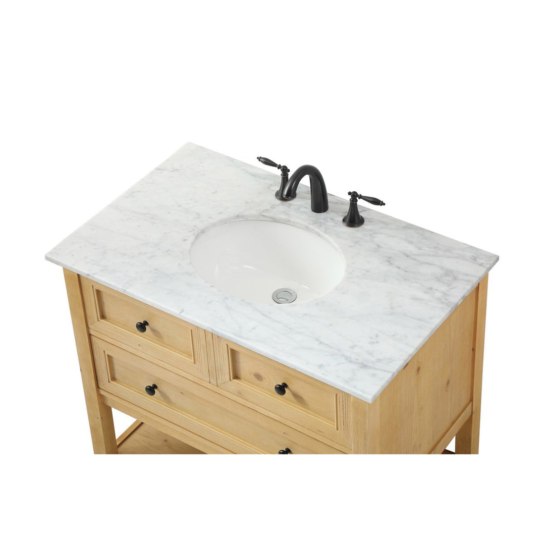 36 Inch Single Bathroom Vanity In Natural Wood - View 6 - Joshua Marshal