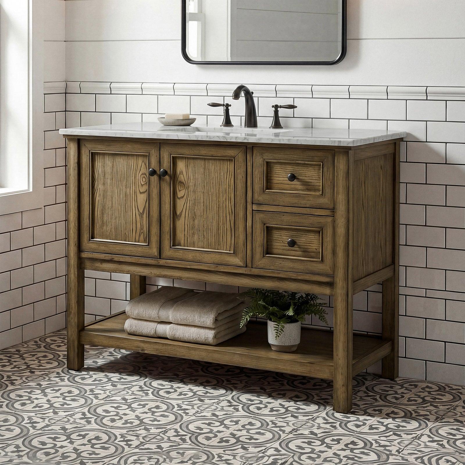 42 Inch Single Bathroom Vanity In Driftwood Driftwood Finish - KITCHEN & BATH by Joshua Marshal