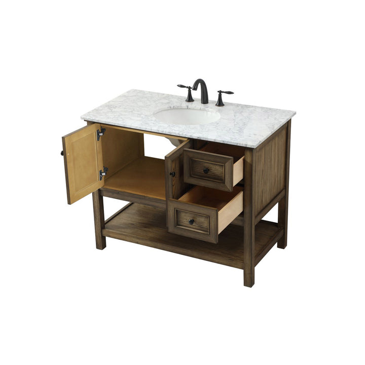 42 Inch Single Bathroom Vanity In Driftwood - View 5 - Joshua Marshal