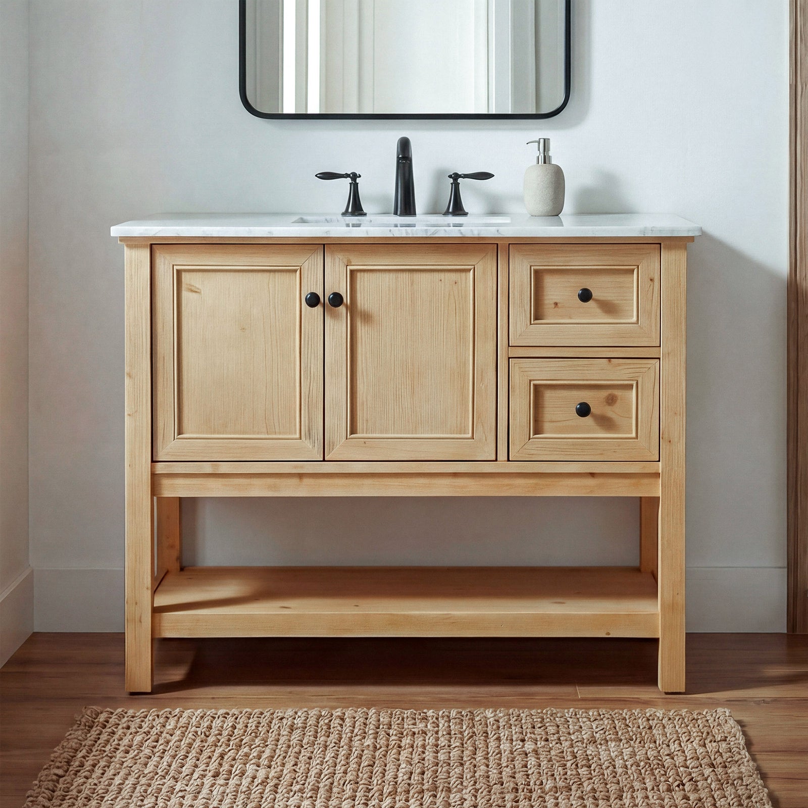 42 Inch Single Bathroom Vanity In Natural Wood Natural Wood Finish - KITCHEN & BATH by Joshua Marshal