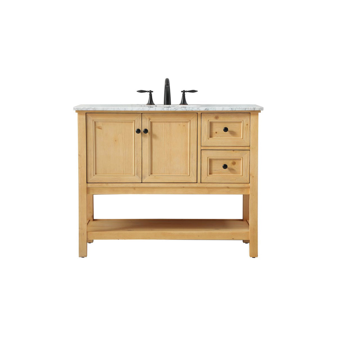 42 Inch Single Bathroom Vanity In Natural Wood - View 3 - Joshua Marshal