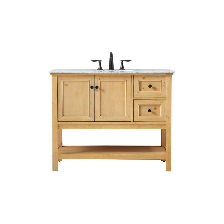 42 Inch Single Bathroom Vanity In Natural Wood - View 3 - Joshua Marshal