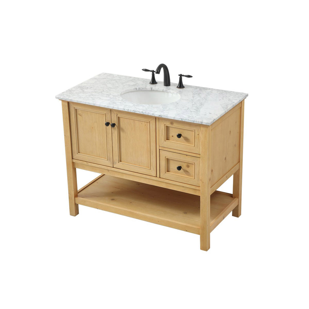 42 Inch Single Bathroom Vanity In Natural Wood - View 4 - Joshua Marshal
