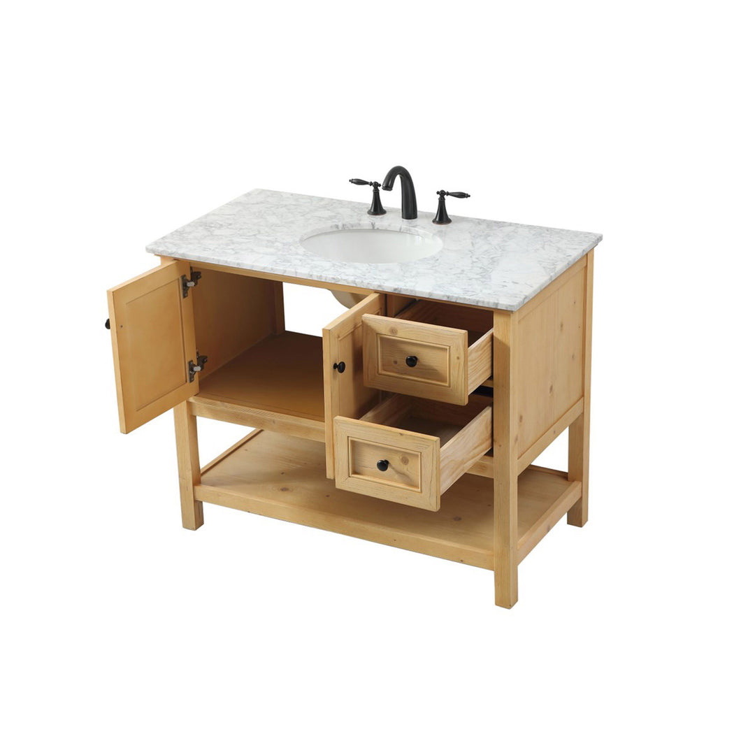 42 Inch Single Bathroom Vanity In Natural Wood - View 5 - Joshua Marshal