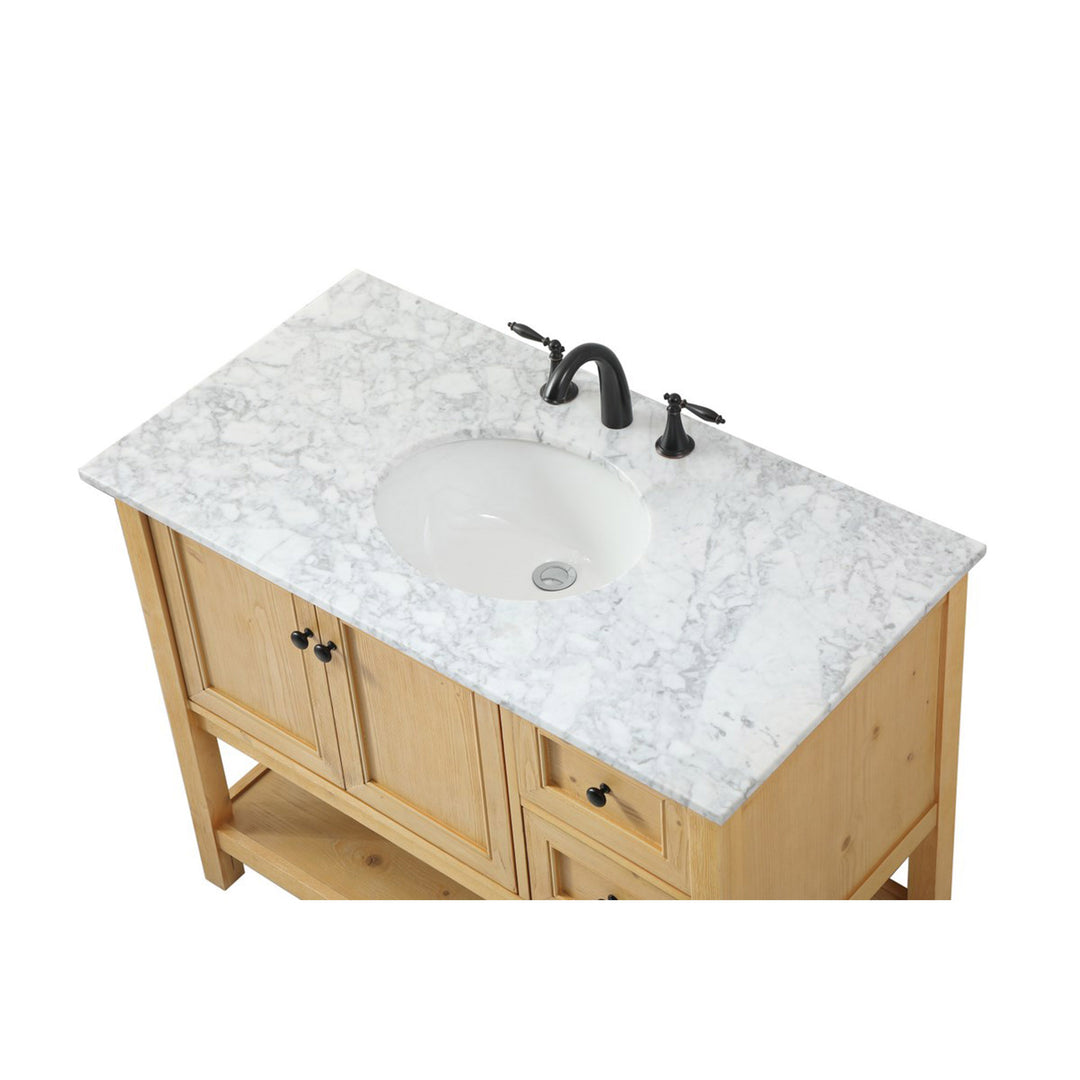 42 Inch Single Bathroom Vanity In Natural Wood - View 6 - Joshua Marshal