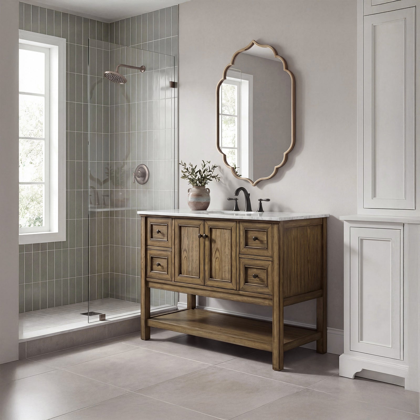 48 Inch Single Bathroom Vanity In Driftwood - View 2 - Joshua Marshal