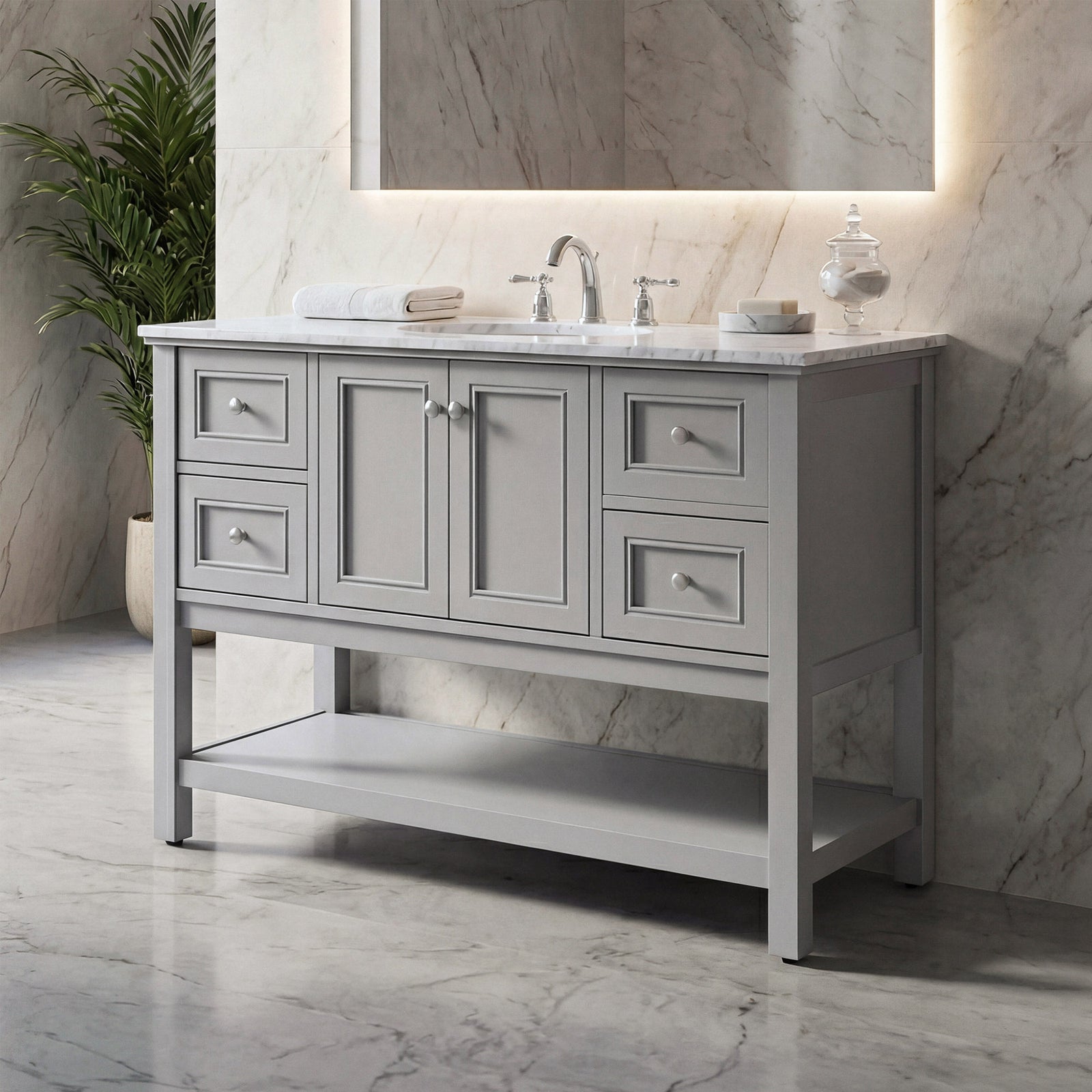 48 Inch Single Bathroom Vanity In Natural Wood Natural Wood Finish - KITCHEN & BATH by Joshua Marshal