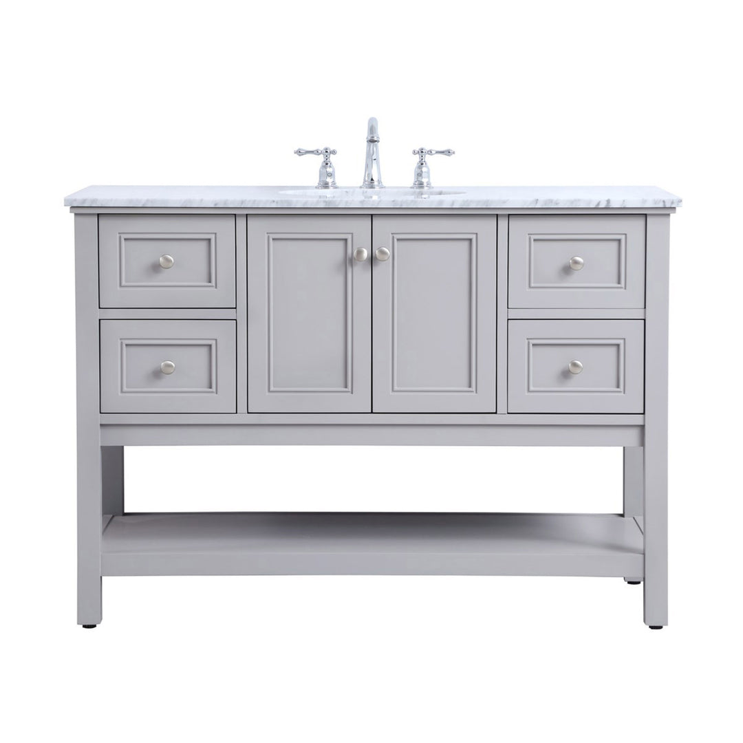 48 Inch Single Bathroom Vanity In Natural Wood - View 3 - Joshua Marshal