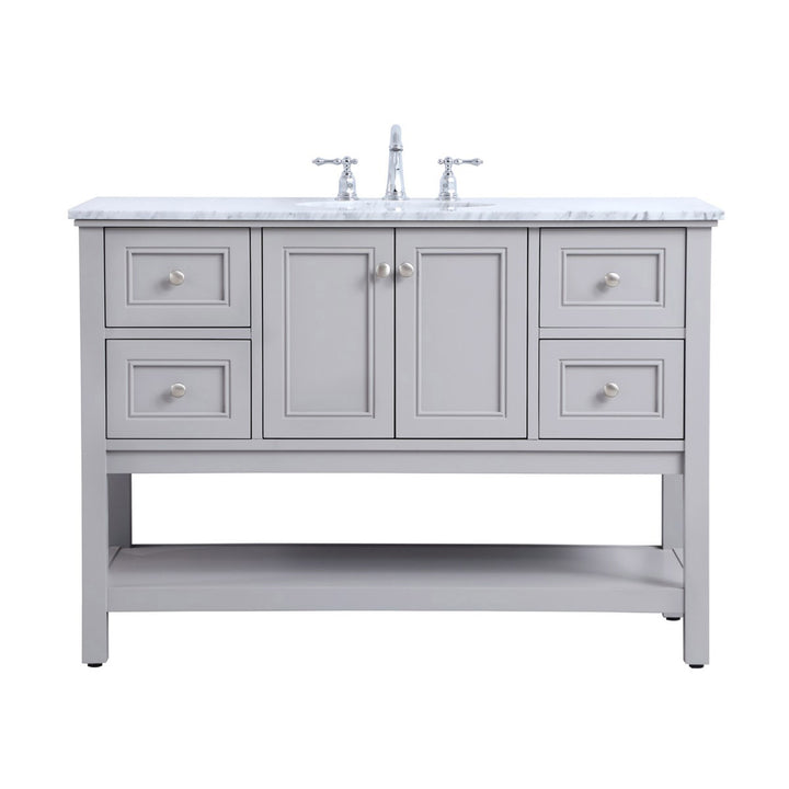 48 Inch Single Bathroom Vanity In Natural Wood - View 3 - Joshua Marshal