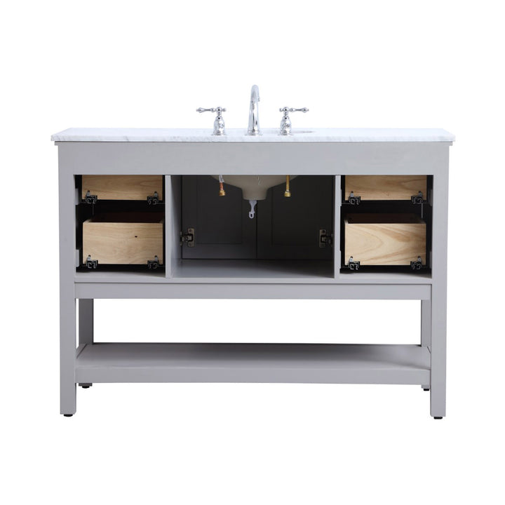 48 Inch Single Bathroom Vanity In Natural Wood - View 5 - Joshua Marshal