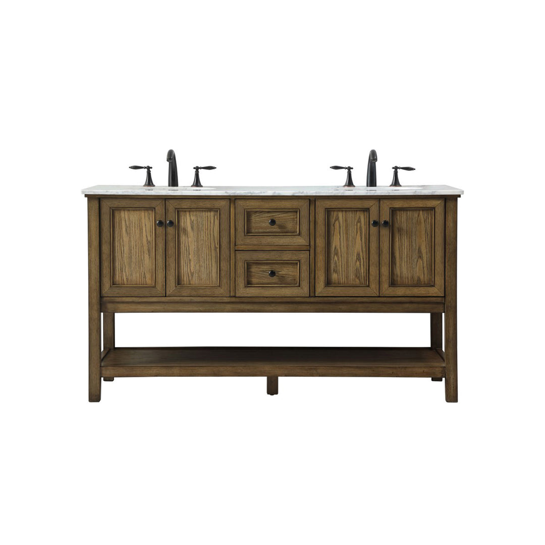60 Inch Double Bathroom Vanity In Driftwood - View 3 - Joshua Marshal